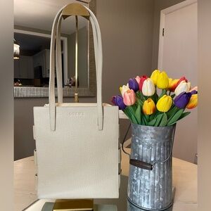Loewe ivory leather cage style tote bag
